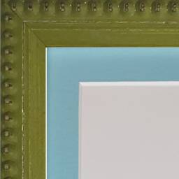 Crown Olive Green Photo Frame With Blue Mount, Wooden Bobbin Distressed - thumbnail 2