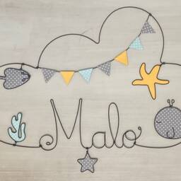 Personalized Wire Name - Underwater Scene Whale, Ray, Seaweed, Starfish Baby & Child Decoration Door Plaque - thumbnail 2