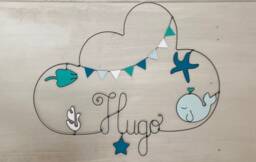 Personalized Wire Name - Underwater Scene Whale, Ray, Seaweed, Starfish Baby & Child Decoration Door Plaque - thumbnail 1