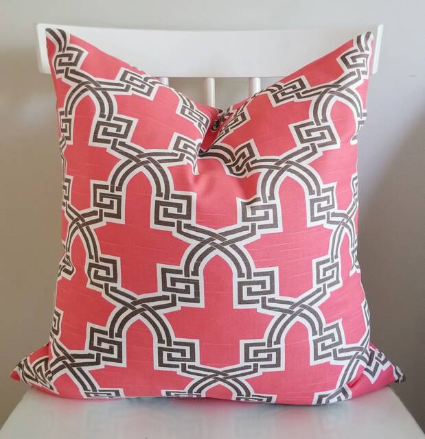 Decorative Pillow Cushion Covers - Accent Throw Geotemple Geo Pagoda Coral, Soft Brown - image 1