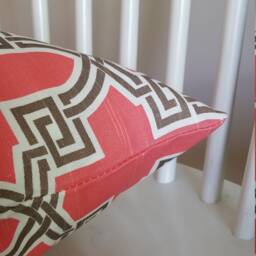 Decorative Pillow Cushion Covers - Accent Throw Geotemple Geo Pagoda Coral, Soft Brown - thumbnail 2