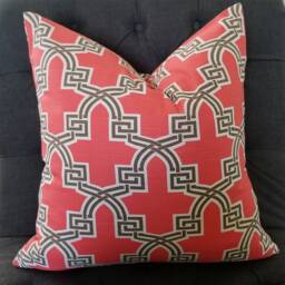 Decorative Pillow Cushion Covers - Accent Throw Geotemple Geo Pagoda Coral, Soft Brown - thumbnail 3
