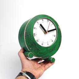 Handmade Green Wooden Desk Clock Silent Rustic Table Decor - thumbnail 3