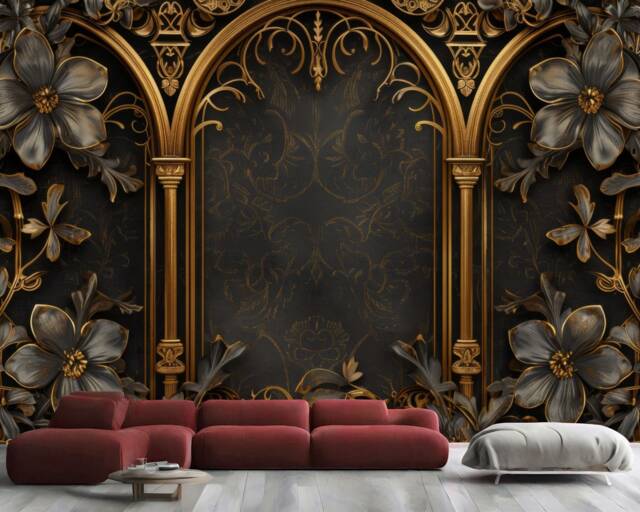 Gothic Floral Wallpaper Mural, Peel & Stick Wall Decal - image 1