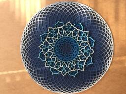 Blue - White Wood Mandala, Geometric Wall Art, Yoga Decor