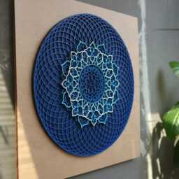 Blue - White Wood Mandala, Geometric Wall Art, Yoga Decor - thumbnail 4