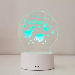 Personalized Space Night Light Engraved Astronaut & Planets Led Lamp - thumbnail 3