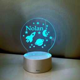 Personalized Space Night Light Engraved Astronaut & Planets Led Lamp - thumbnail 4