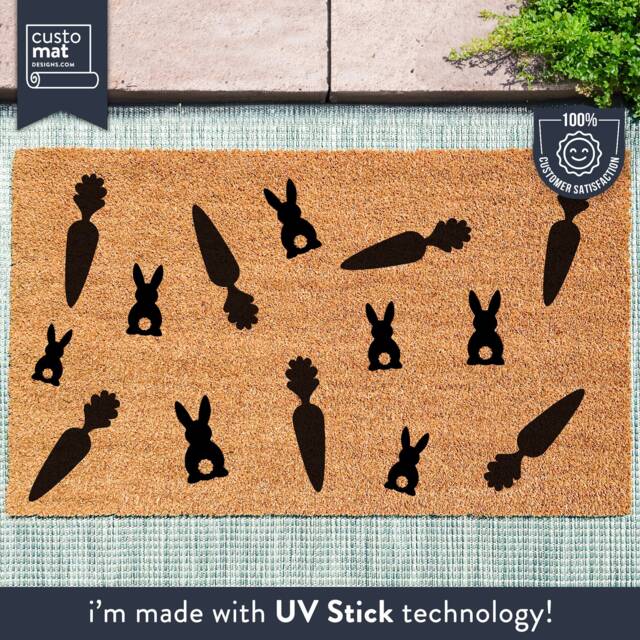 Easter Bunny Doormat - Spring Door Mat Custom Decor Happy Funny - image 1