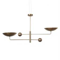 Mid Century 1950's Modern Brass 2 Lights Sputnik Pendant Chandelier Living Room Entry Way - thumbnail 3