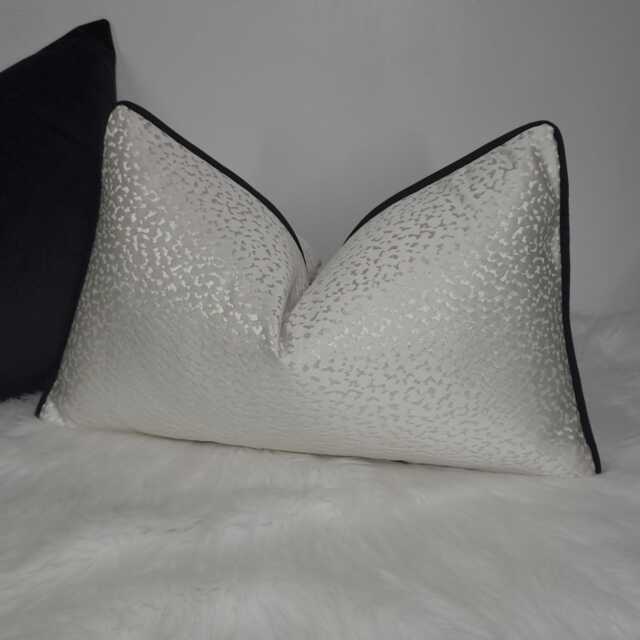 Ivory Textured Black Piped Cushion Cover, Astar John Lewis Rectangle Cover - image 1
