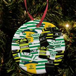 Celtic Kit Mash Retro Shirt Christmas Tree Decoration Bauble Flat Ceramic Great Gift Football Gifts Printed in The UK