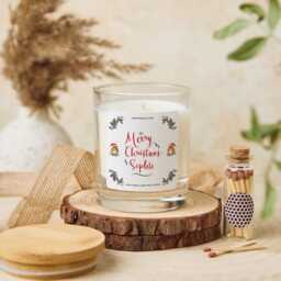 Personalised Merry Christmas Candle Gift For Her Mum Nanny Friend Colleague Employe Vegan Soy Wax - Free Package & Mini Matches Jar - thumbnail 2