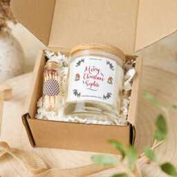 Personalised Merry Christmas Candle Gift For Her Mum Nanny Friend Colleague Employe Vegan Soy Wax - Free Package & Mini Matches Jar - thumbnail 3
