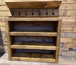 Rustic Reclaimed Shoe Rack With Matching Coat Rack - thumbnail 1