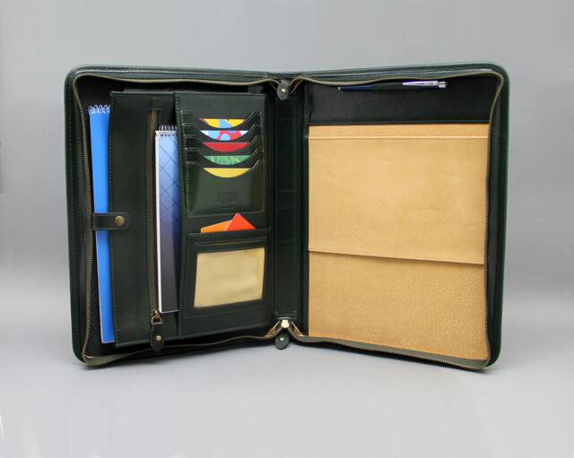 Leather Portfolio A4 Letter Size Green - image 1