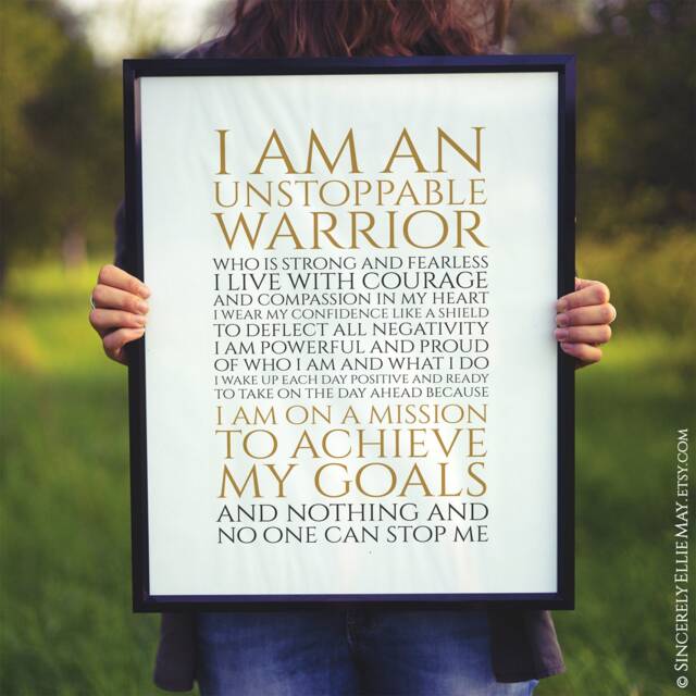 Success Wall Art Quotes, Think Positive & Words Of Affirmation - Unstoppable Warrior Printable Poster For Woman Achiever 40350 - image 1