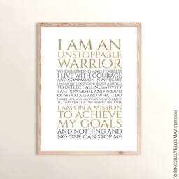 Success Wall Art Quotes, Think Positive & Words Of Affirmation - Unstoppable Warrior Printable Poster For Woman Achiever 40350 - thumbnail 3