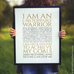 Success Wall Art Quotes, Think Positive & Words Of Affirmation - Unstoppable Warrior Printable Poster For Woman Achiever 40350 - thumbnail 1