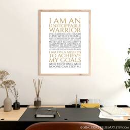 Success Wall Art Quotes, Think Positive & Words Of Affirmation - Unstoppable Warrior Printable Poster For Woman Achiever 40350 - thumbnail 2