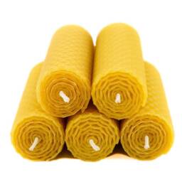 5 Beeswax Candles Made By Hand Rolled Golden Yellow 100% Natural Candle -Height 10 cm -Diameter Approx. 3 -Burning Time 5H Per - thumbnail 1