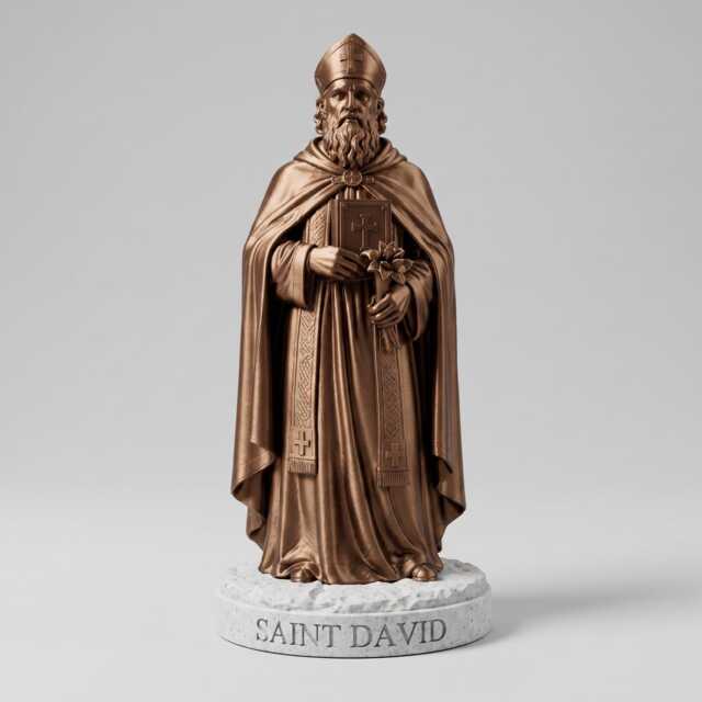 Saint David Of Wales Statue - Bronze Effect Welsh Patron Sculpture