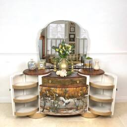 Made-To-Order Upcycled Vintage Shrager Dressing Table With Decoupaged Chinoiserie Mural & Gold Leaf Detail - thumbnail 3