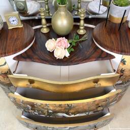 Made-To-Order Upcycled Vintage Shrager Dressing Table With Decoupaged Chinoiserie Mural & Gold Leaf Detail - thumbnail 4