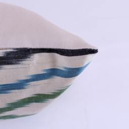 Ikat Silk Velvet Pillow 16x24 - Handmade Boho Cushion Cover Turkish Home Decor Accent - thumbnail 2