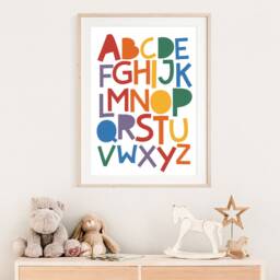 Rainbow Alphabet Print, Abc Playroom Prints, Wall Art, Poster, Numbers Educational Colourful Art - thumbnail 2