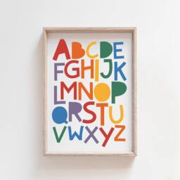 Rainbow Alphabet Print, Abc Playroom Prints, Wall Art, Poster, Numbers Educational Colourful Art - thumbnail 1