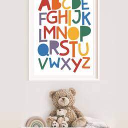 Rainbow Alphabet Print, Abc Playroom Prints, Wall Art, Poster, Numbers Educational Colourful Art - thumbnail 3