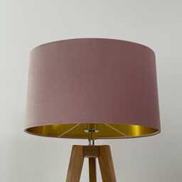 Blush Pink Velvet Brushed Gold Oval Lampshade - thumbnail 2
