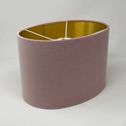 Blush Pink Velvet Brushed Gold Oval Lampshade - thumbnail 3