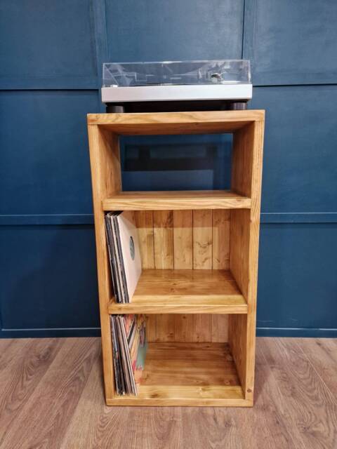 Reclaimed Wood Hifi Media Unit - Album & Amplifier Storage Shelf - image 1