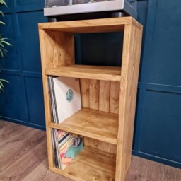 Reclaimed Wood Hifi Media Unit - Album & Amplifier Storage Shelf - thumbnail 2