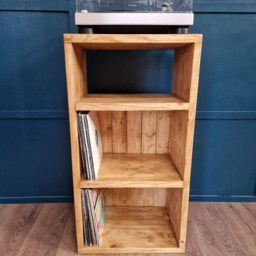 Reclaimed Wood Hifi Media Unit - Album & Amplifier Storage Shelf - thumbnail 3