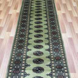 2.6x10 Pistachio Green Bokhara Rug - Runner Hallway Luxury Long Fine Quality Afghan - thumbnail 3