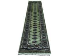 2.6x10 Pistachio Green Bokhara Rug - Runner Hallway Luxury Long Fine Quality Afghan - thumbnail 1