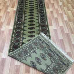 2.6x10 Pistachio Green Bokhara Rug - Runner Hallway Luxury Long Fine Quality Afghan - thumbnail 4