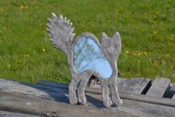 Recycled Cat Hair Wall Mirror, Gray Lover Gift, Oddities Decor