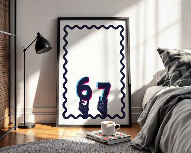 6 7 Print Kids Number Trend Children's Bedroom Decor, Wall Art, Funny Print, Humorous Poster - image 1