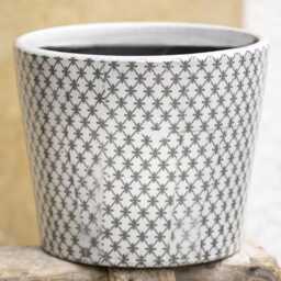 Large Black Dutch Pot - 4 Designs Geometric Design Crackle Glaze Plant Charcoal Rustic Cover Succulent Planter - thumbnail 3