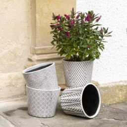 Large Black Dutch Pot - 4 Designs Geometric Design Crackle Glaze Plant Charcoal Rustic Cover Succulent Planter - thumbnail 1