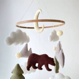 Woodland Baby Mobile Felt Forest Animals, Mountain Nursery Decor - thumbnail 4
