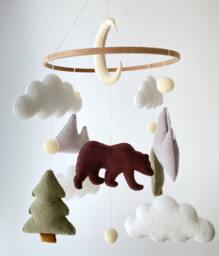 Woodland Baby Mobile Felt Forest Animals, Mountain Nursery Decor - thumbnail 1
