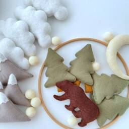 Woodland Baby Mobile Felt Forest Animals, Mountain Nursery Decor - thumbnail 3