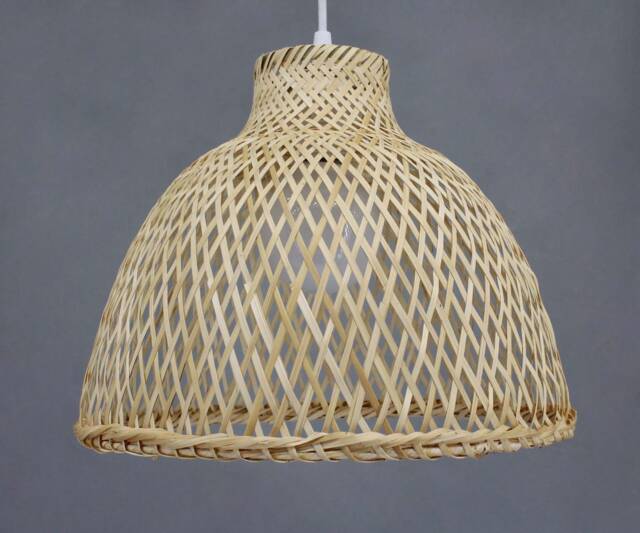 Handwoven Bamboo Pendant Light Boho Ceiling Lamp - image 1