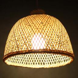 Handwoven Bamboo Pendant Light Boho Ceiling Lamp - thumbnail 3