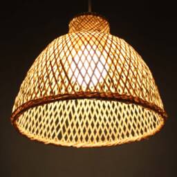 Handwoven Bamboo Pendant Light Boho Ceiling Lamp - thumbnail 2